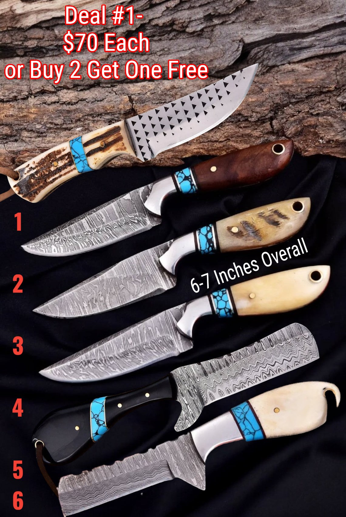 Handmade Cowboy/Hunting/Skinning/EDC/Camping Knives Troy Blades
