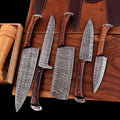 Father's Day 2026 Deal | Handmade 5pcs Damascus Set | Leather Roll Troy Blades