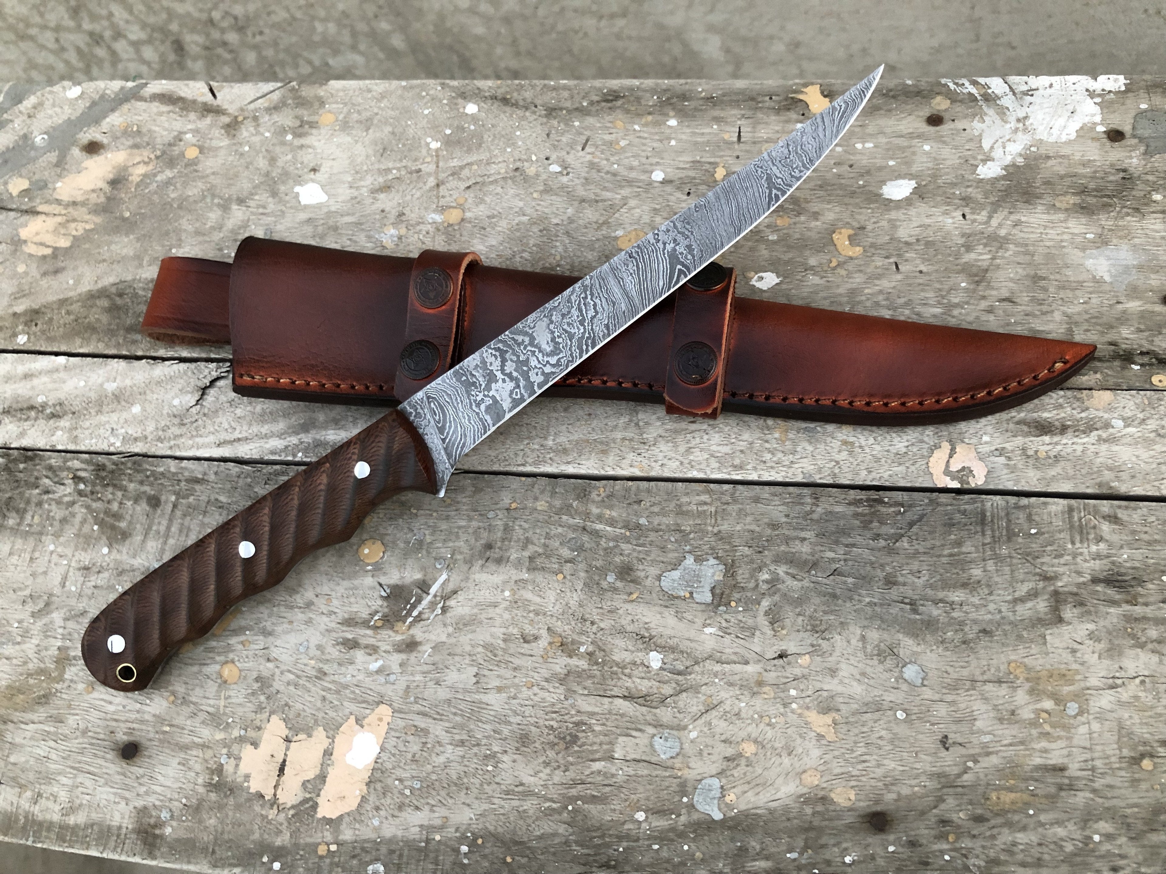 Custom Handmade Damascus fillet knife - Troy Blades