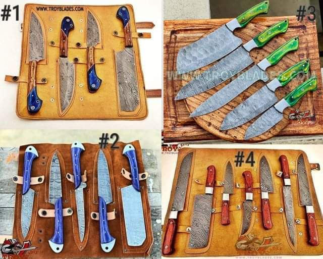 Custom Handmade Damascus Kitchen/BBQ sets set31 - Troy Blades