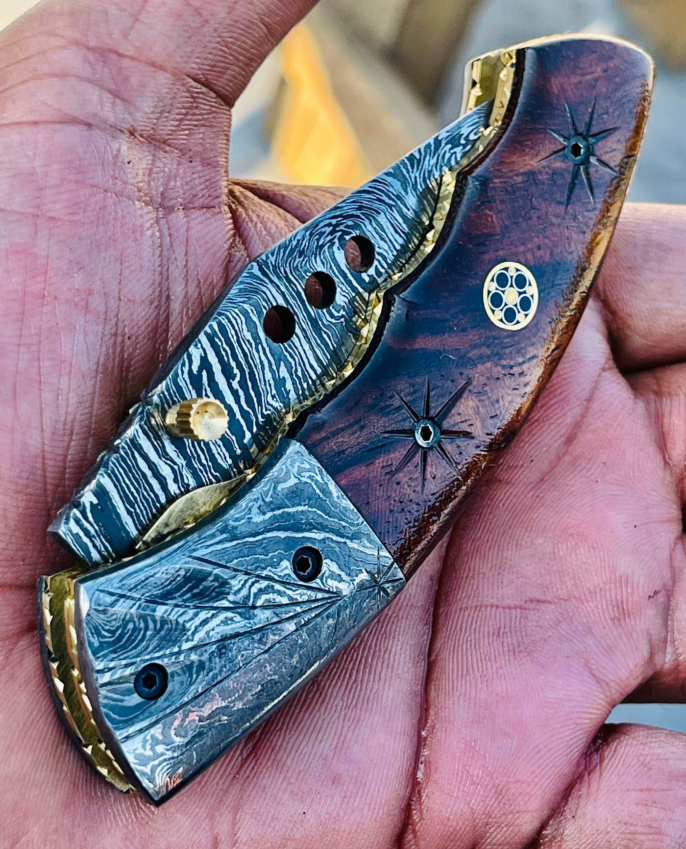 Christmas Gift Beautiful Custom Handmade Damascus Folding knife 28 - Troy Blades