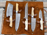 The Dahlia | 5-Piece Chef Knife Set + Leather Roll All Variations - Troy Blades