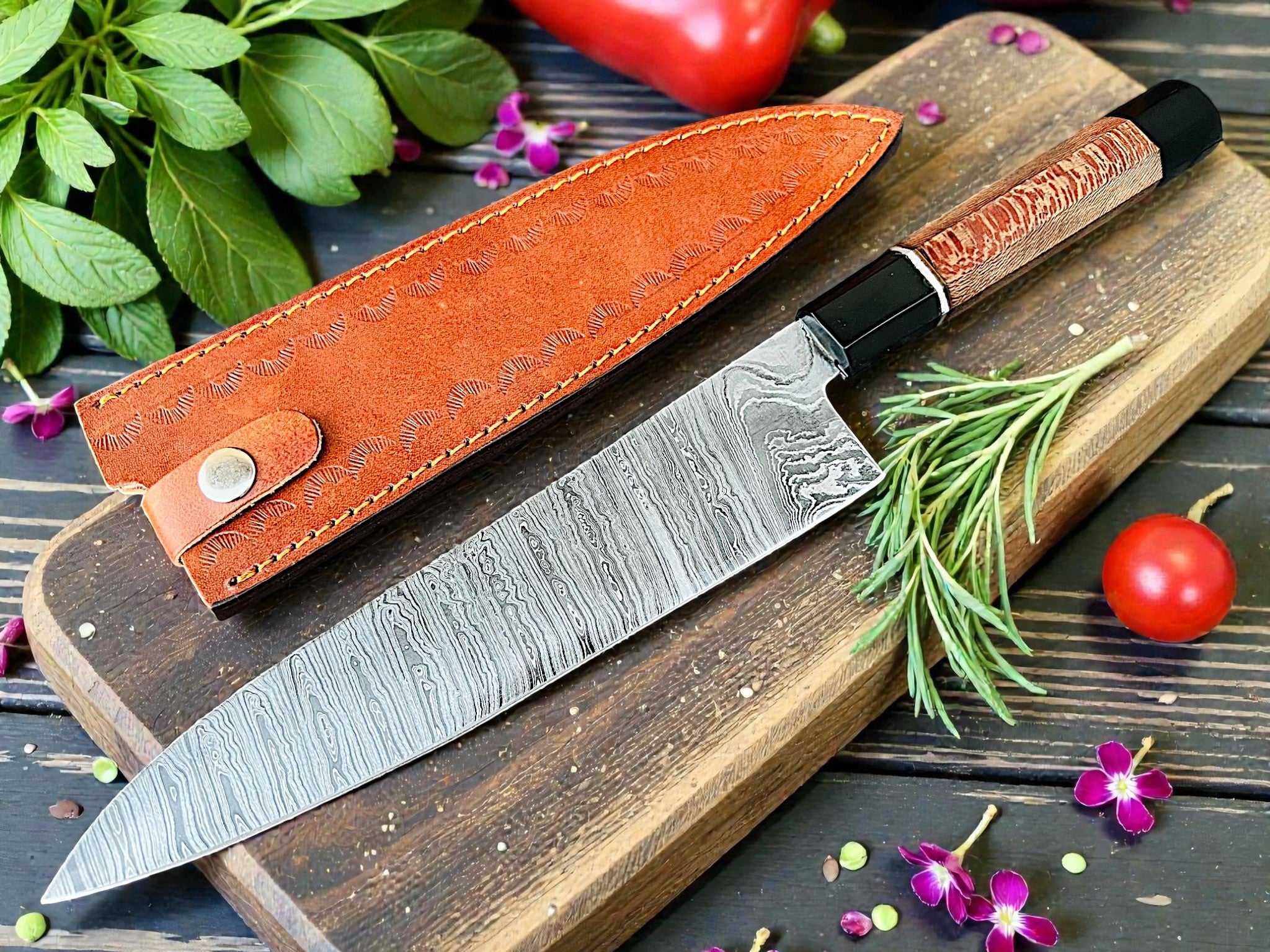 Custom Handmade Damascus 15" Chef Knife