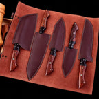 The Dahlia | 5-Piece Chef Knife Set + Leather Roll - Troy Blades
