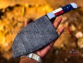 Texas Handle Custom Handmade Damascus  Serbian Cleaver Multiuse Chopping knife - Troy Blades