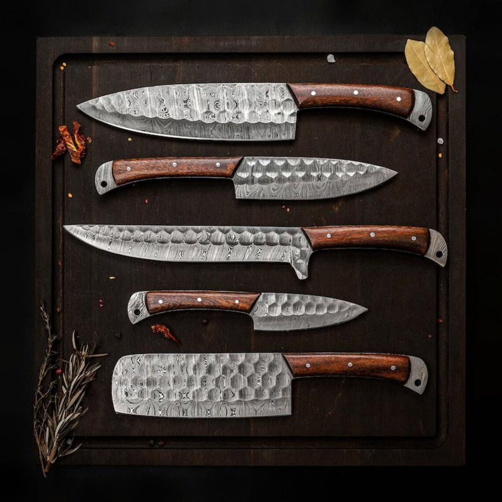 The Valhalla | 5-Piece Chef Knife Set + Leather Roll - Troy Blades
