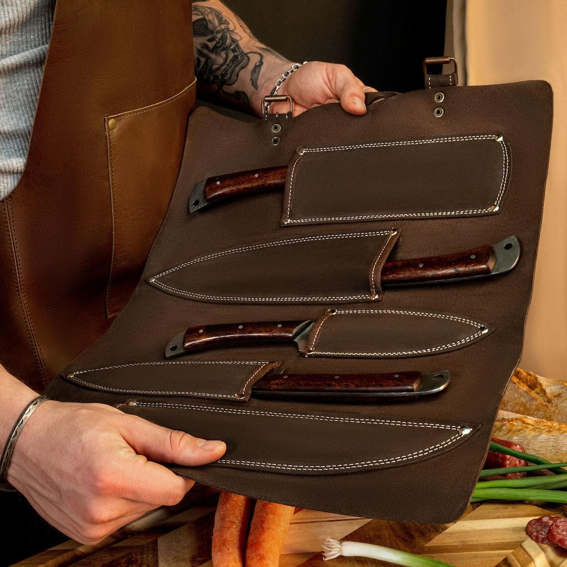 The Valhalla | 5-Piece Chef Knife Set + Leather Roll - Troy Blades
