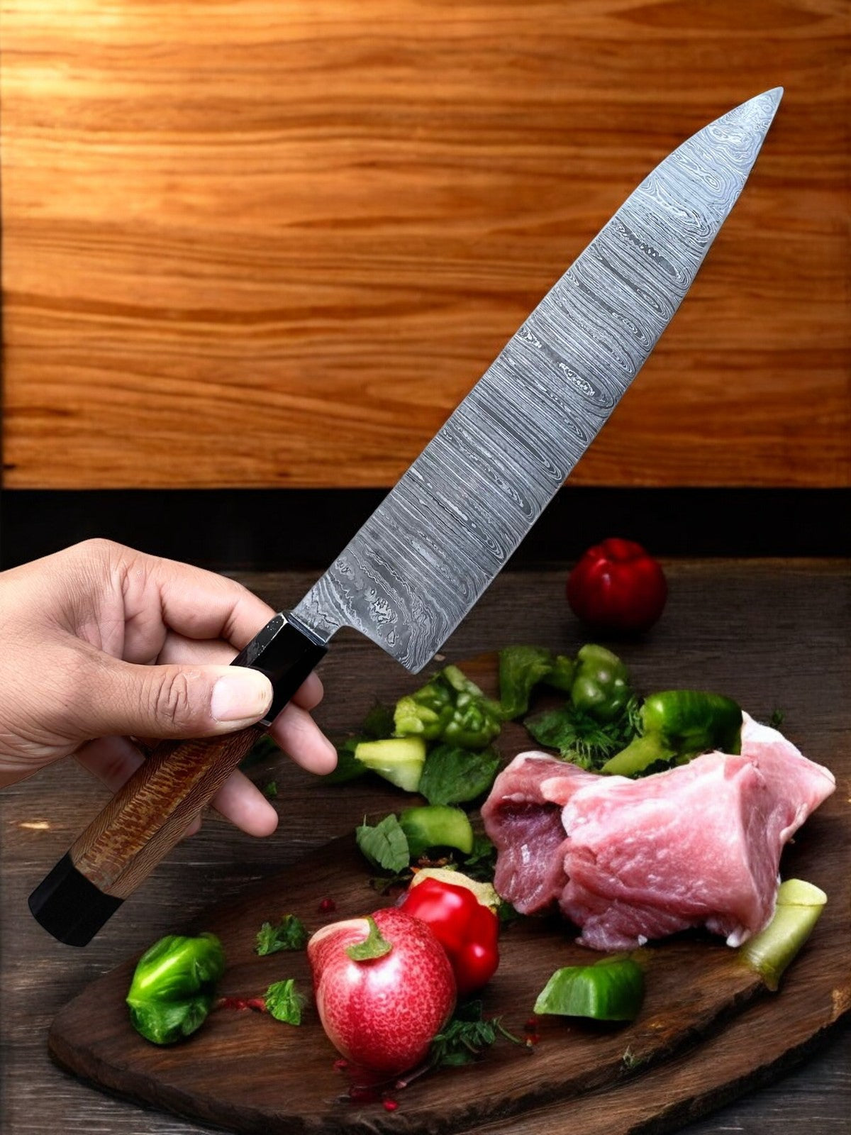 Custom Handmade Damascus 15" Chef Knife