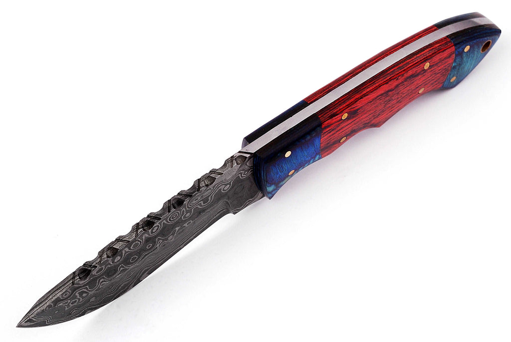 Custom handmade Damascus hunting skinning knife - Troy Blades