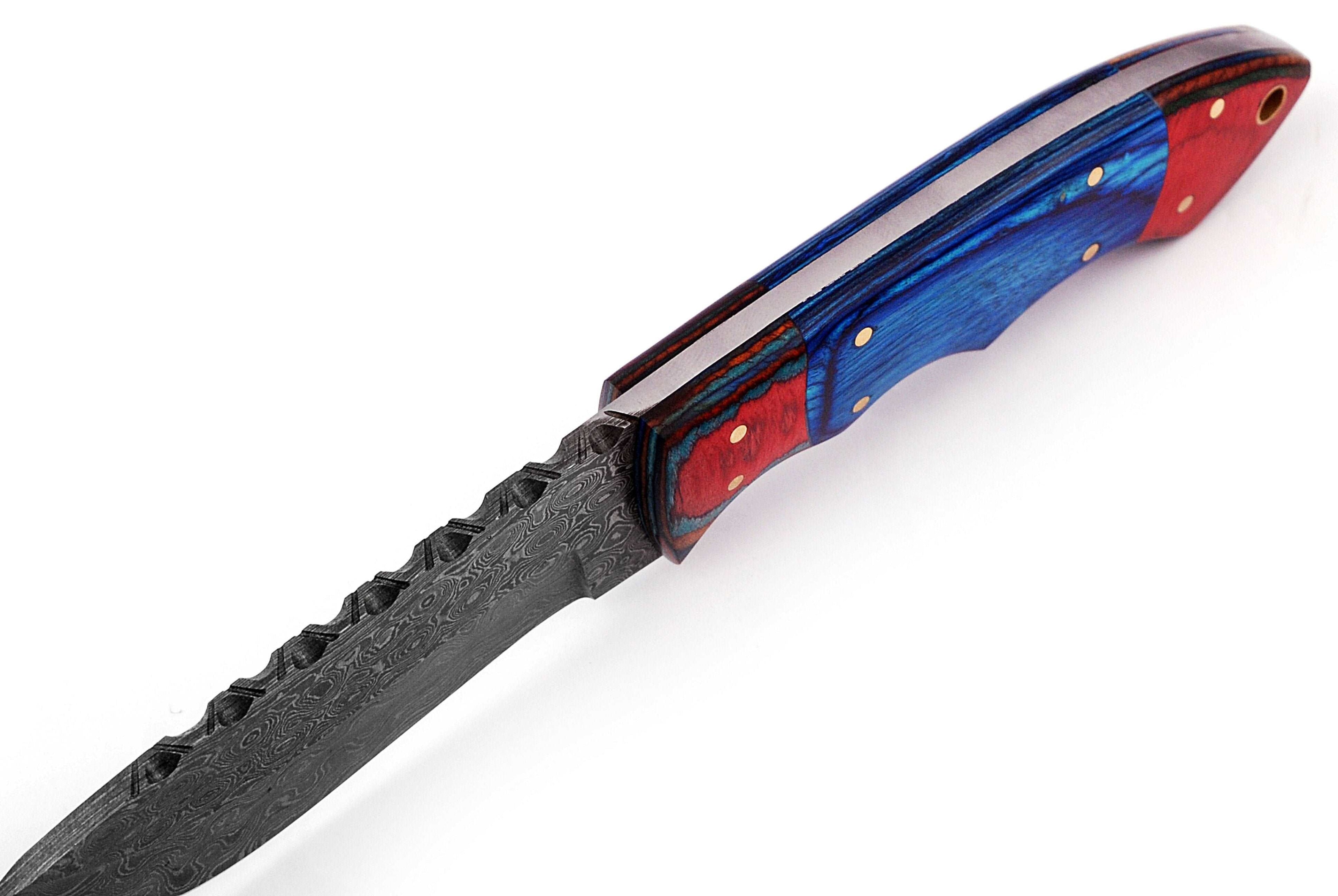 Custom handmade Damascus hunting skinning knife - Troy Blades