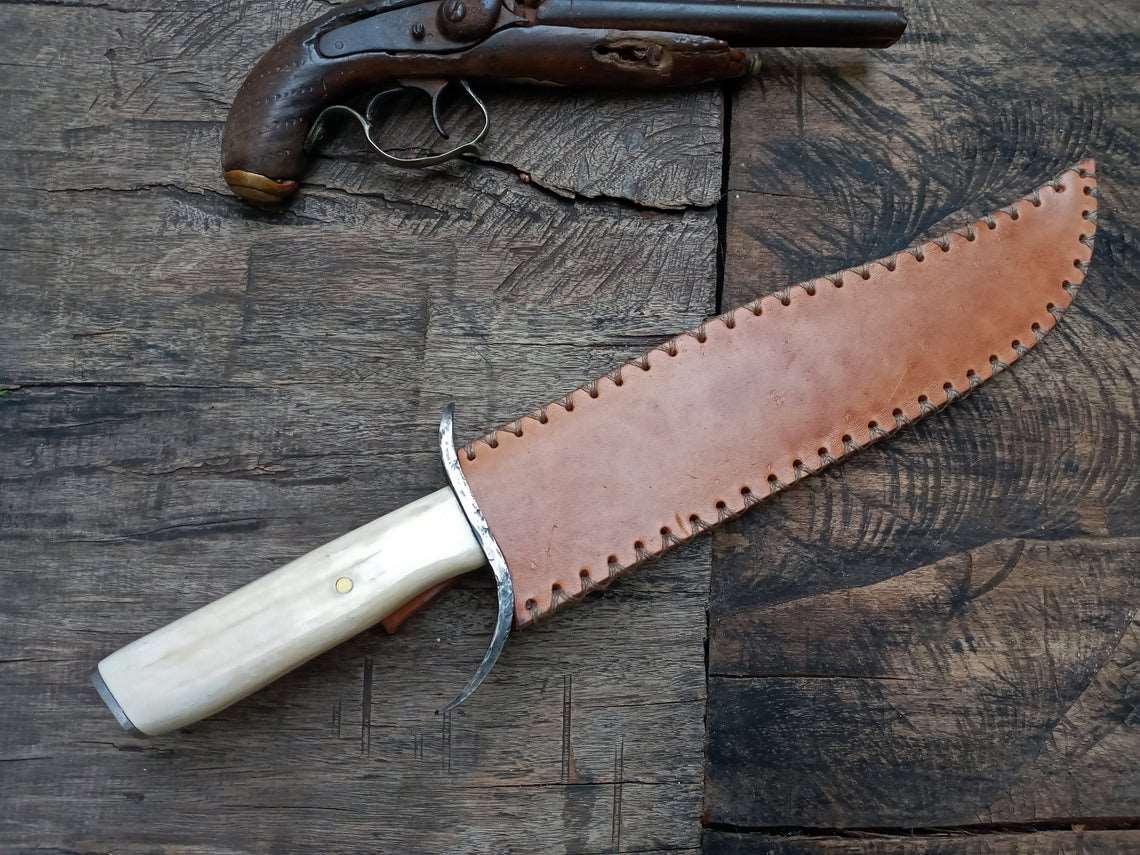 BIG gaucho forged custom knife classic rangers bowie  frontier civil war cowboy carbon steel handmade rustic hunter edc - Troy Blades