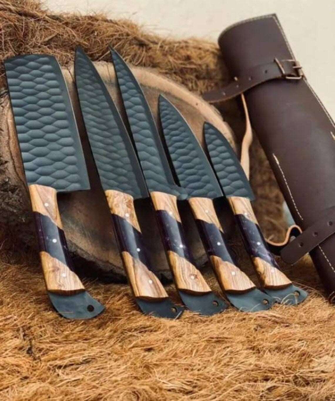 Beautiful Custom Handmade Damascus BBQ/kitchen knives - Troy Blades
