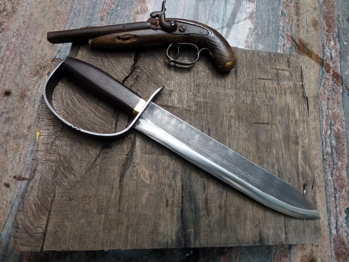 forged custom knife classic d guard bowie  civil war style carbon steel handmade small sword machete - Troy Blades