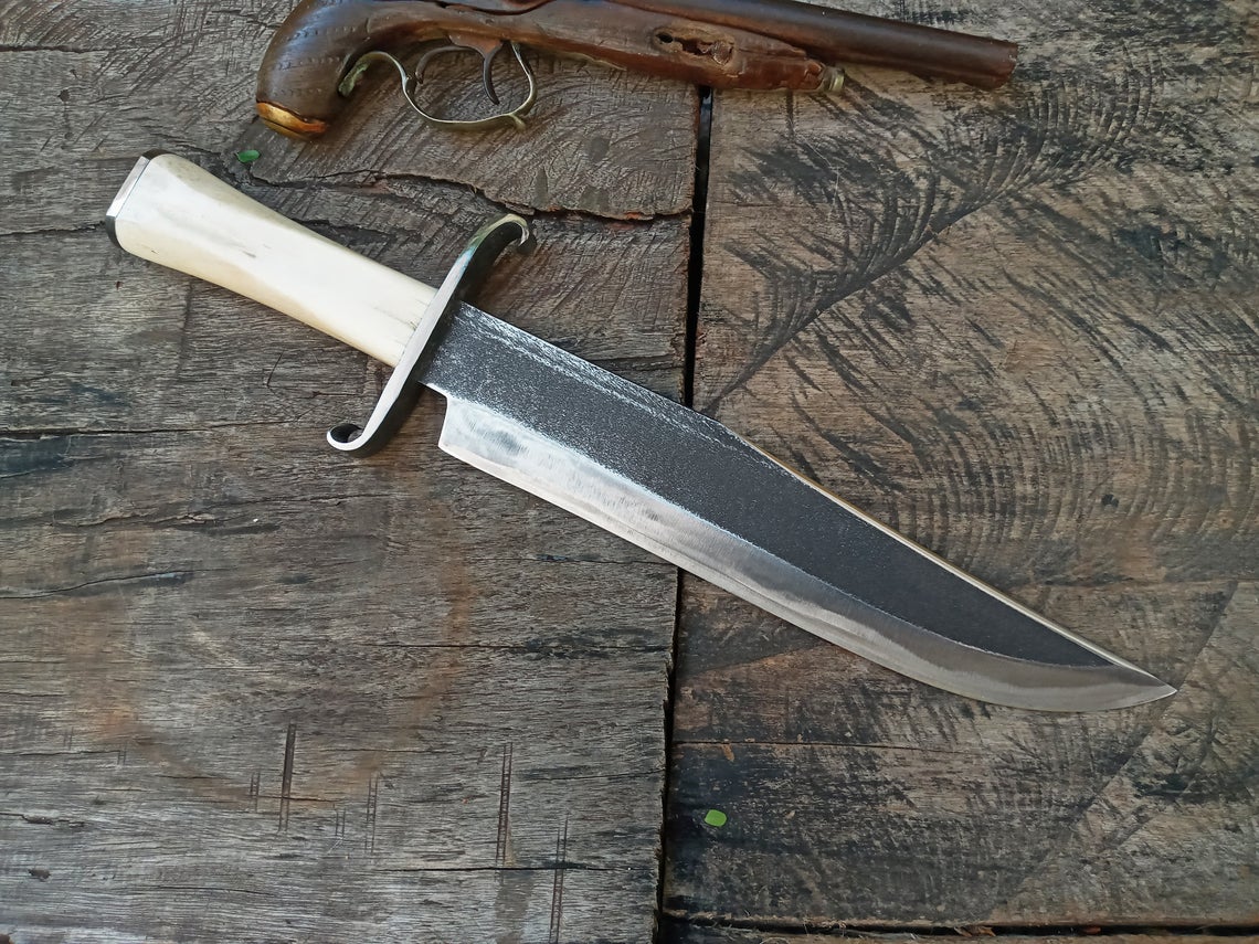 gaucho forged custom knife classic rangers bowie  frontier civil war cowboy carbon steel handmade rustic hunter edc rangers - Troy Blades