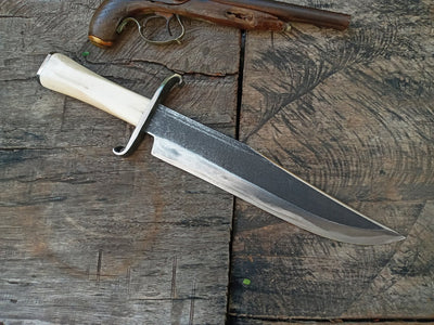 gaucho forged custom knife classic rangers bowie  frontier civil war cowboy carbon steel handmade rustic hunter edc rangers - Troy Blades