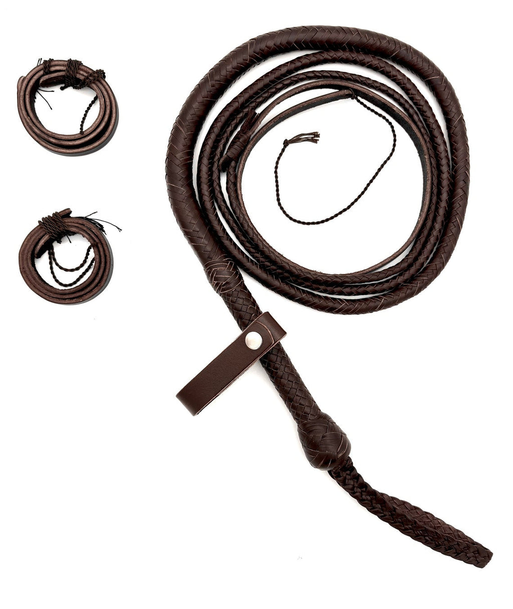 Handmade Chocolate Color Kangaroo Leather Indiana Jones-style Whip - Troy Blades