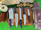 The Dahlia | 5-Piece Chef Knife Set + Leather Roll - Troy Blades