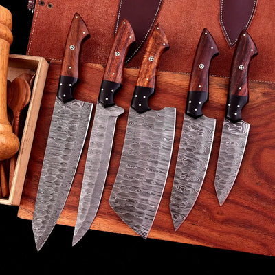 The Dahlia | 5-Piece Chef Knife Set + Leather Roll