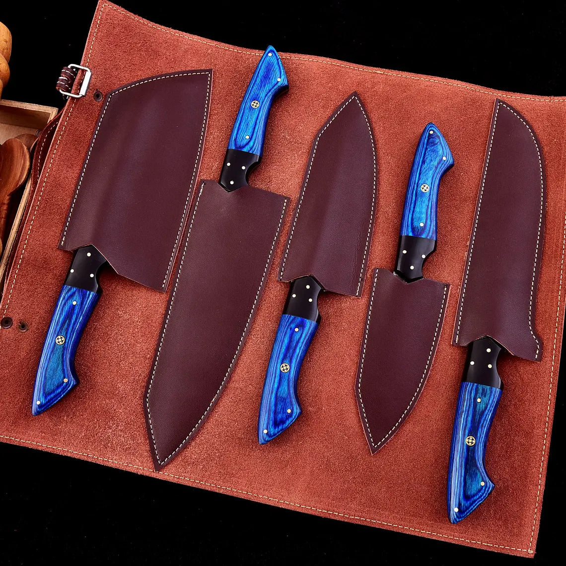The Dahlia | 5-Piece Chef Knife Set + Leather Roll
