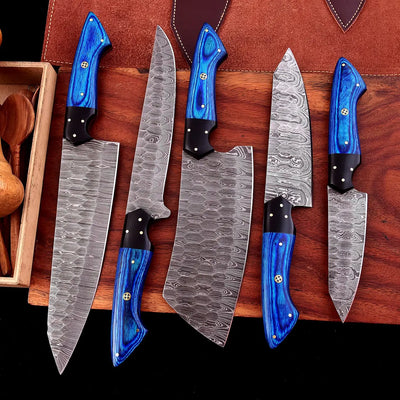 The Dahlia | 5-Piece Chef Knife Set + Leather Roll