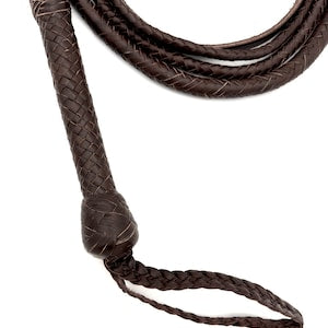 Handmade Chocolate Color Kangaroo Leather Indiana Jones-style Whip - Troy Blades