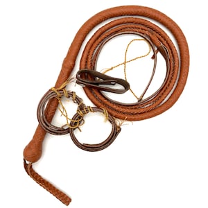 Handmade Tan Color Kangaroo Leather Indiana Jones-style Whip - Troy Blades