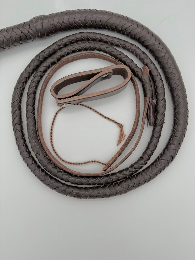 Handmade Dark Brown Kangaroo Leather Indiana Jones-style Whip - Troy Blades