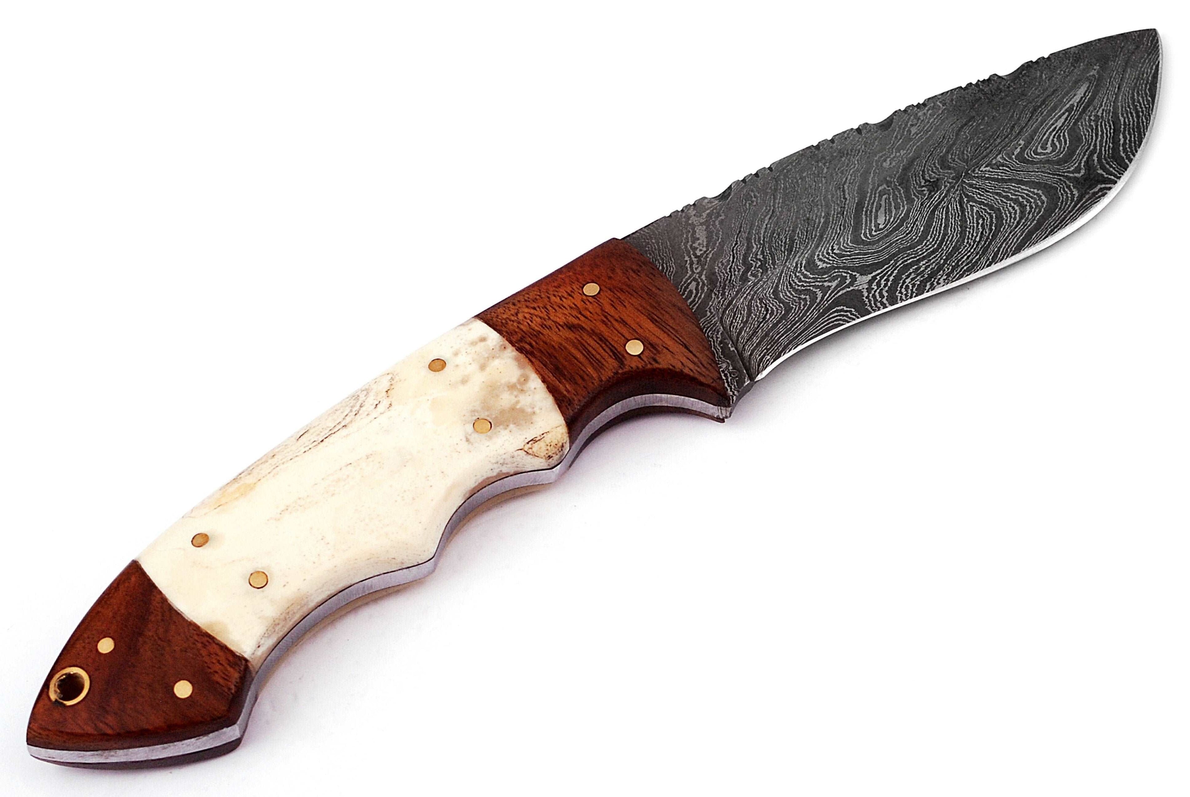 Custom handmade Damascus hunting skinning knife - Troy Blades