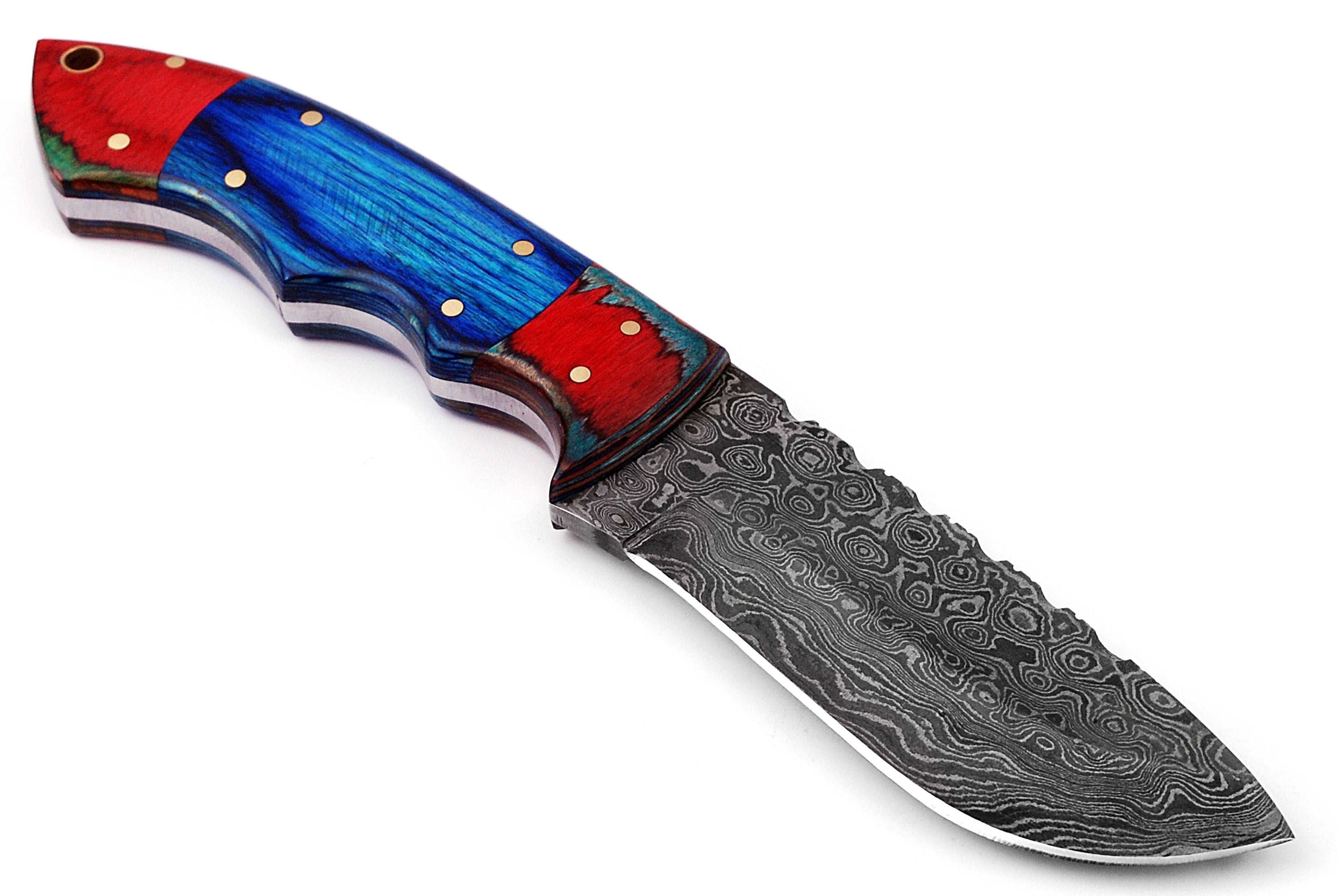 Custom handmade Damascus hunting skinning knife - Troy Blades
