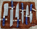 Beautiful Custom hand made Damascus steel kitchen knives set BB06R - Troy Blades