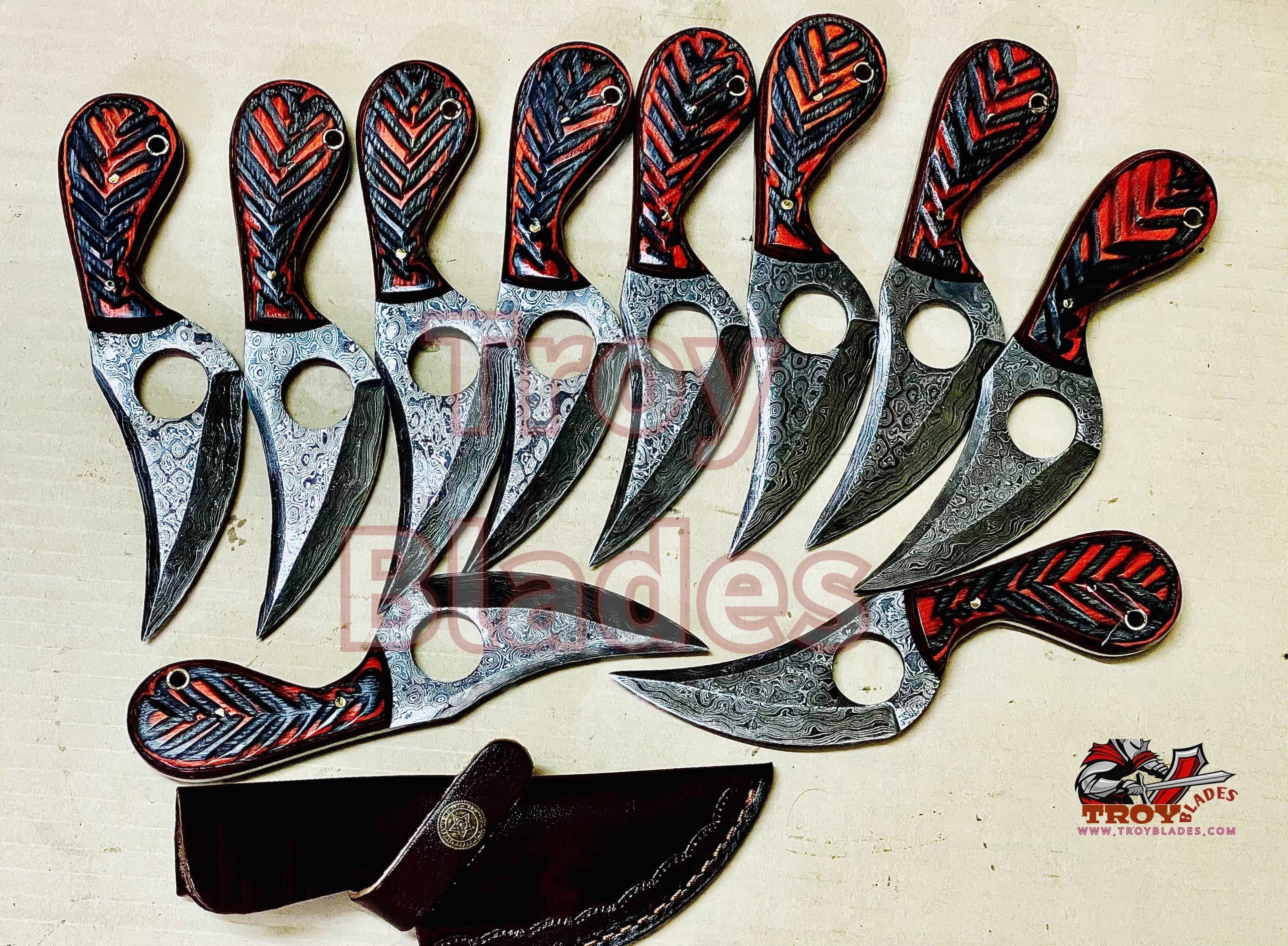 Custom Handmade Damascus Hole Skinning Knife  Deal - Troy Blades
