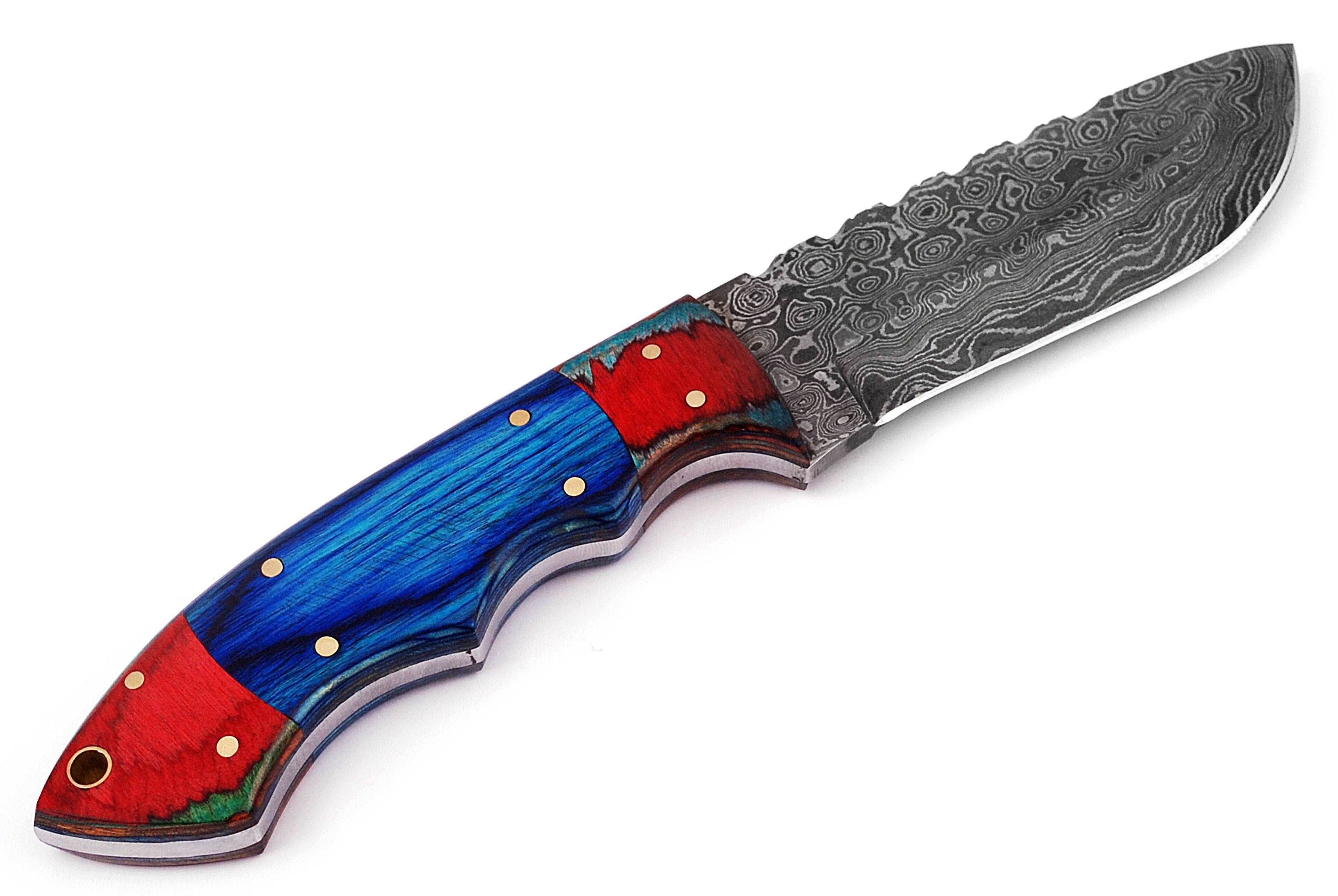 Custom handmade Damascus hunting skinning knife - Troy Blades