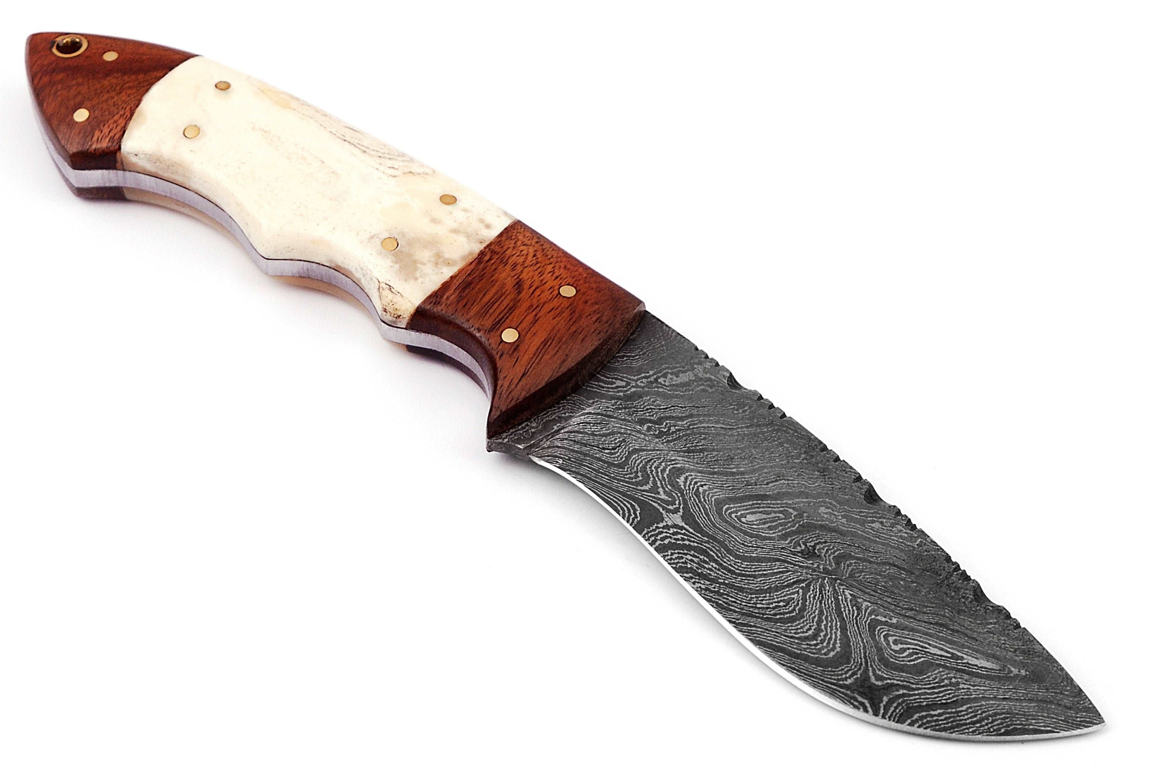 Custom handmade Damascus hunting skinning knife - Troy Blades