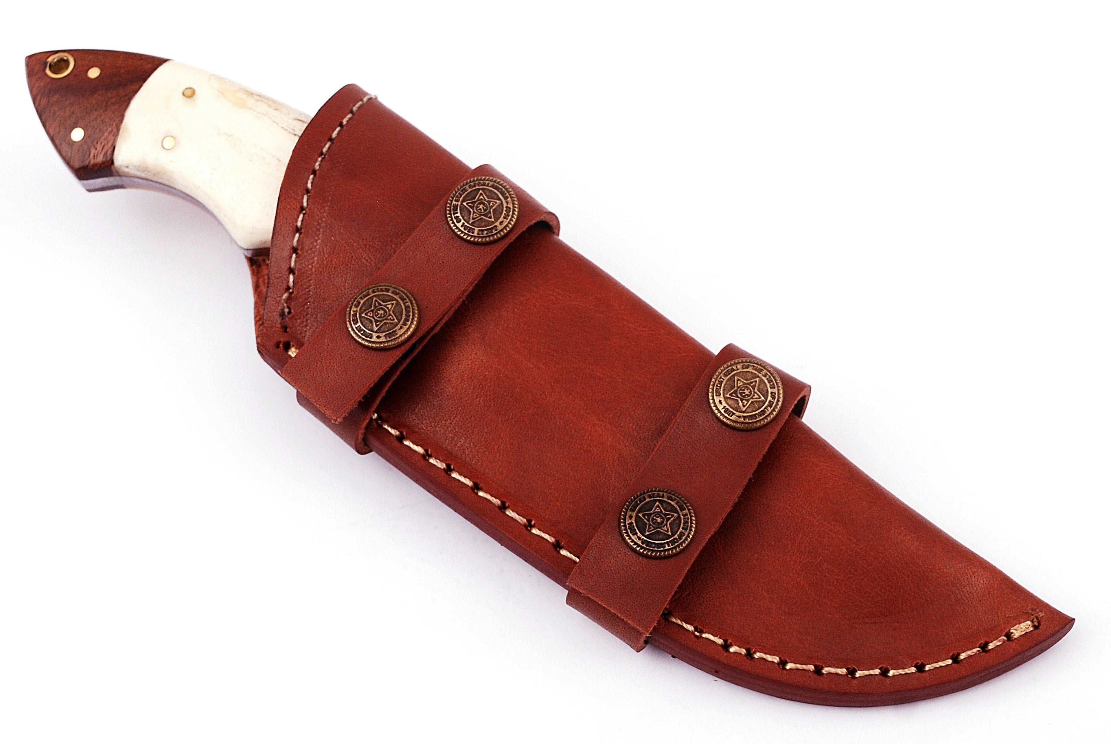 Custom handmade Damascus hunting skinning knife - Troy Blades