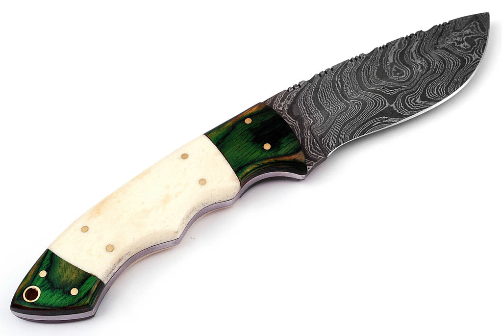 Custom handmade Damascus hunting skinning knife - Troy Blades