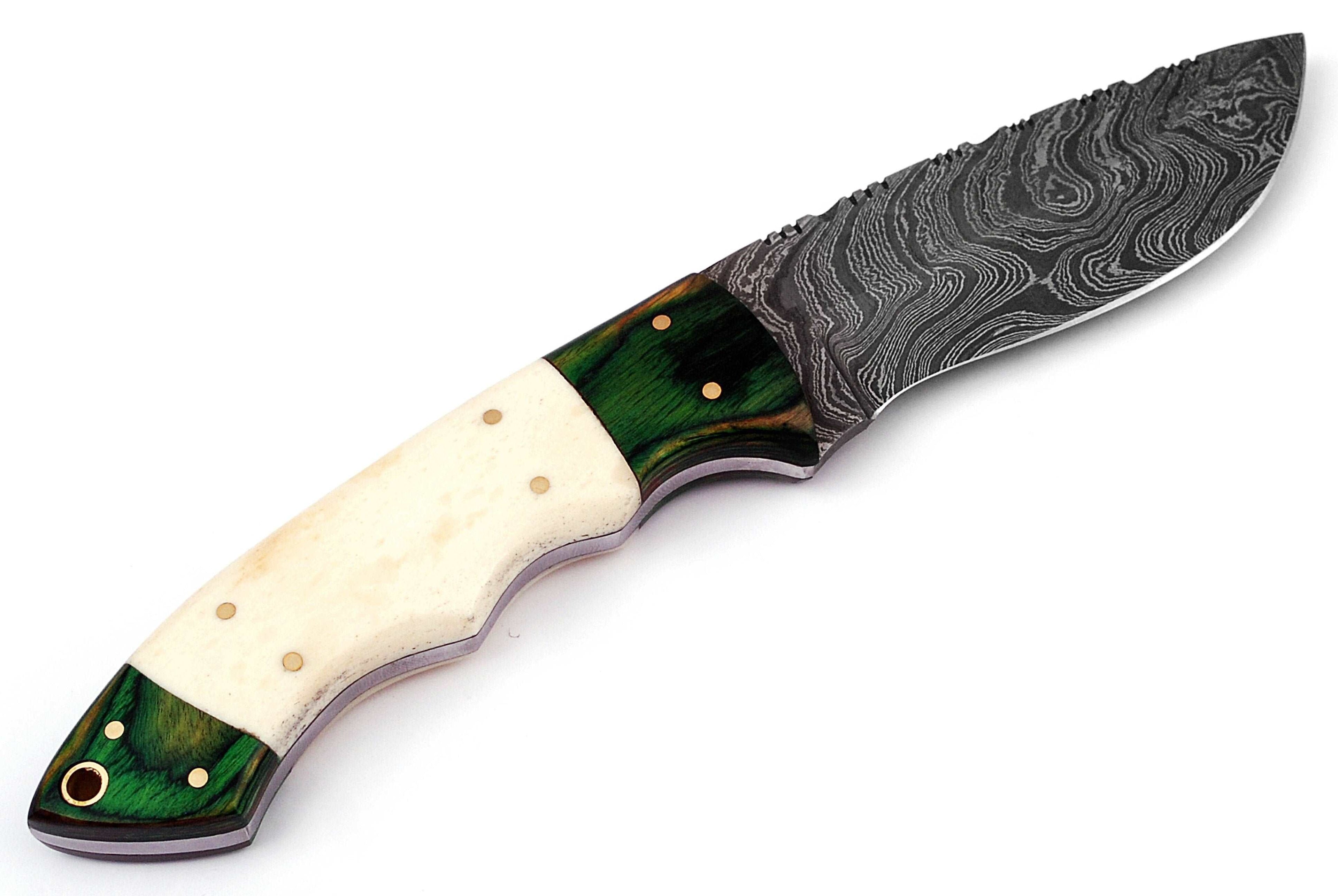 Custom handmade Damascus hunting skinning knife - Troy Blades