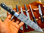 Custom hand made Damascus steel kitchen knives set - Troy Blades