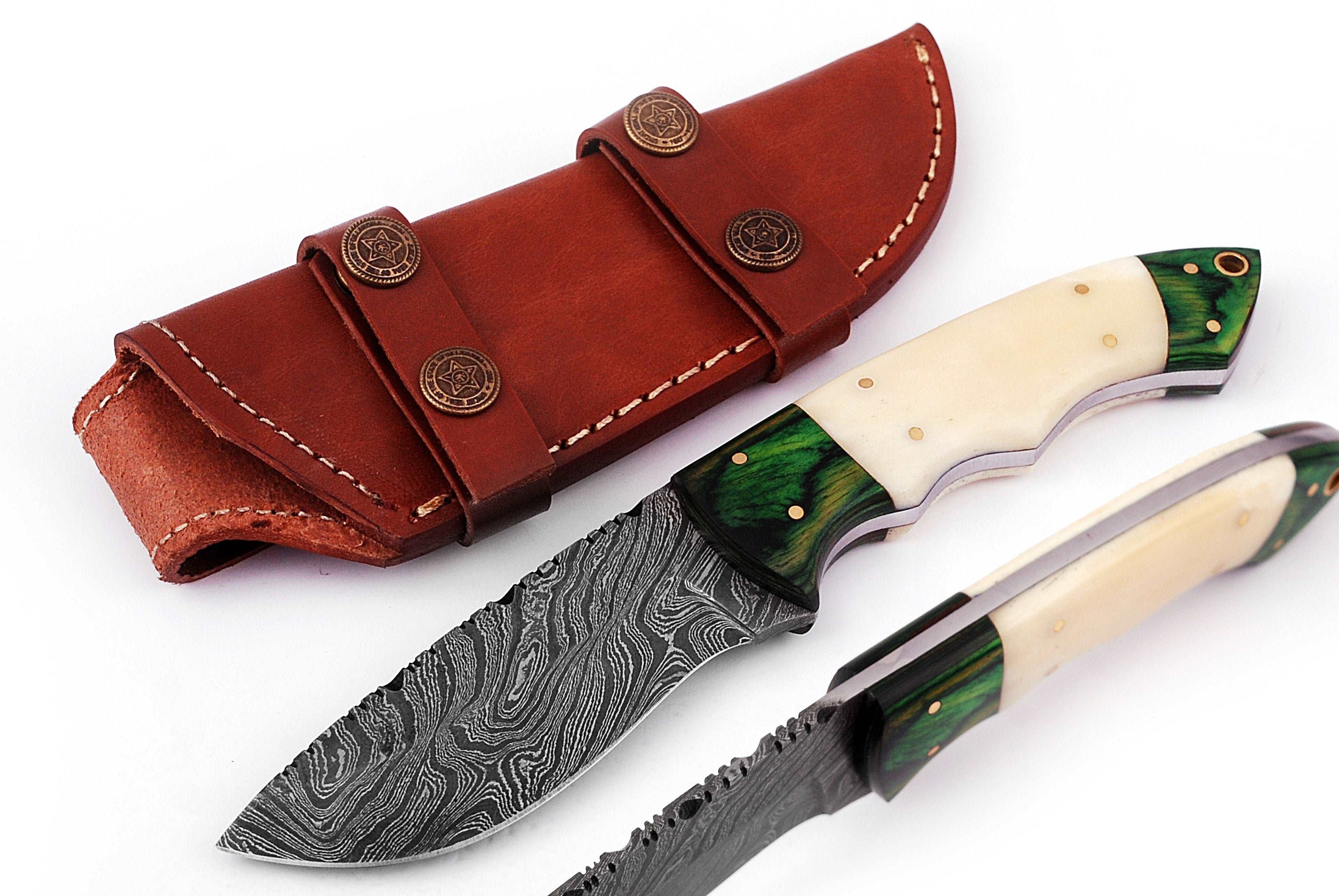 Custom handmade Damascus hunting skinning knife - Troy Blades