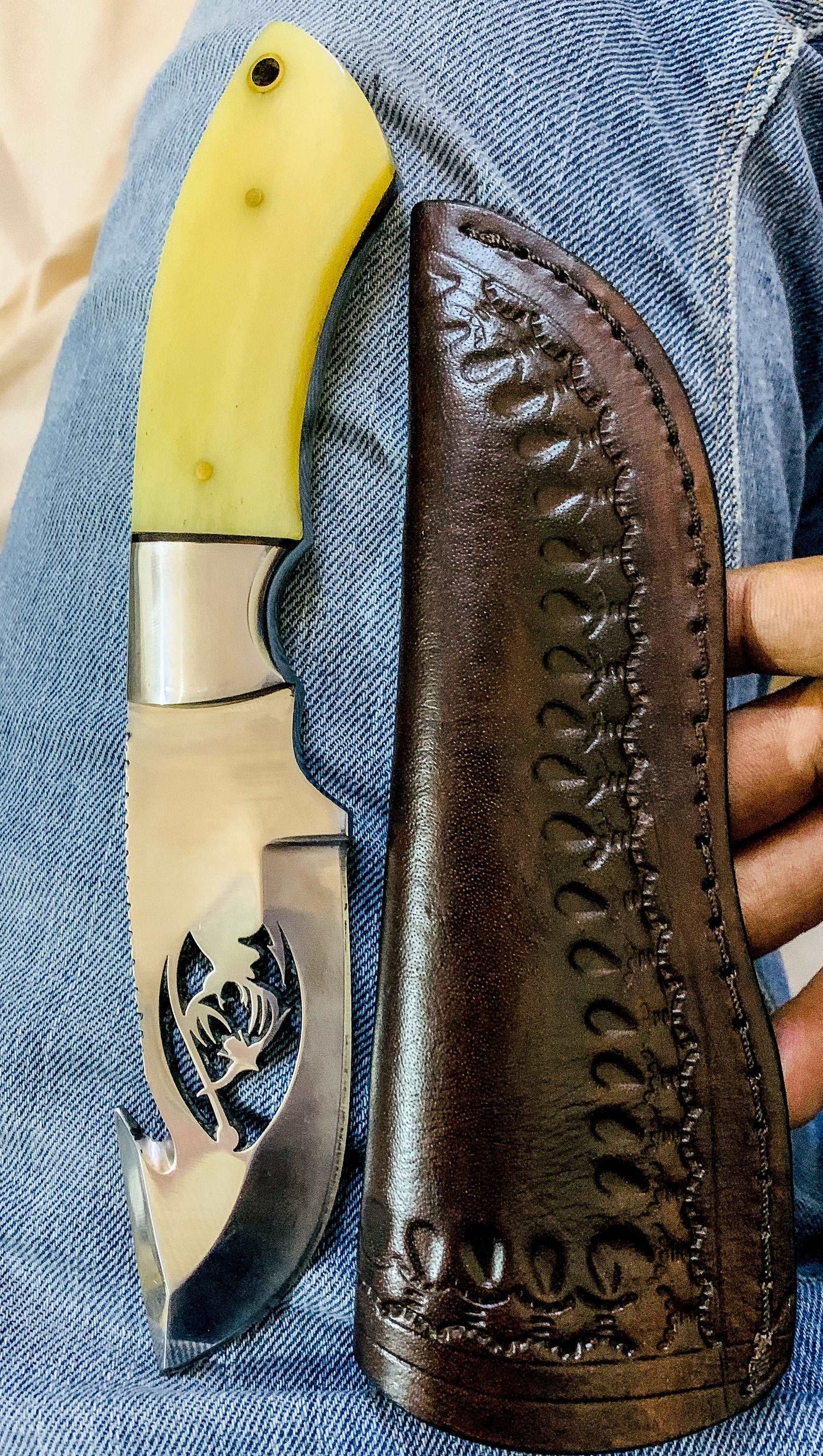 Custom Handmade D2 Deer Hunting Skinning knife - Troy Blades