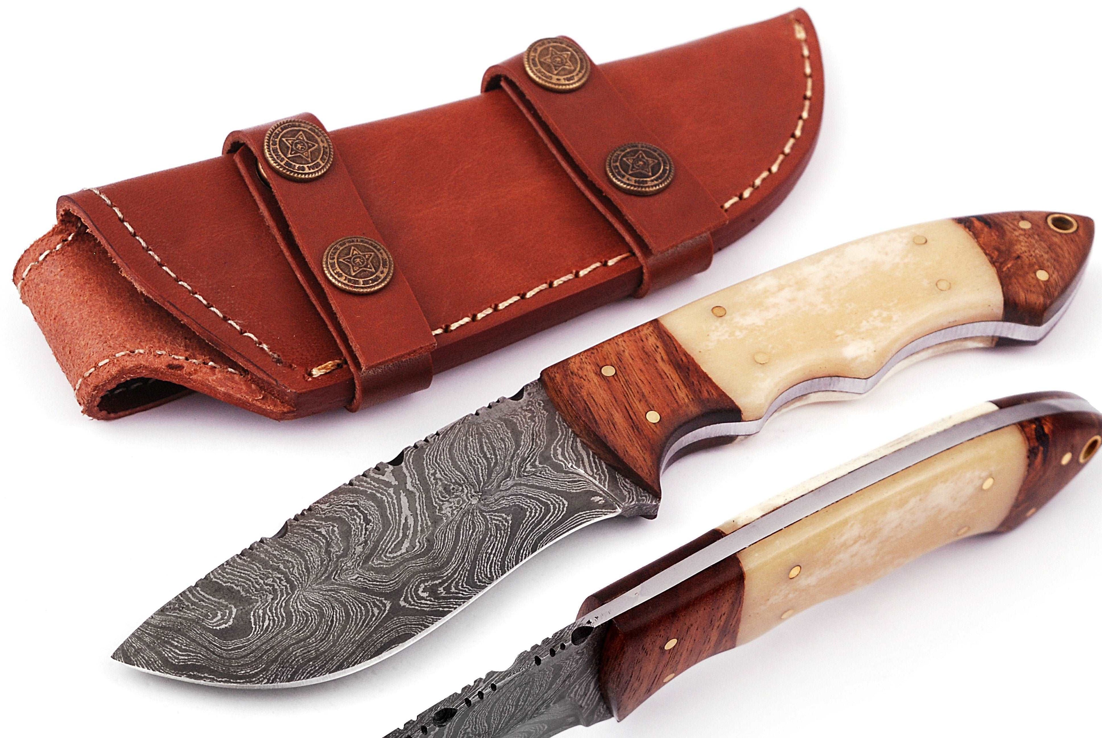 Custom handmade Damascus hunting skinning knife - Troy Blades
