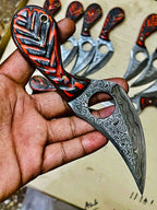 Custom Handmade Damascus Hole Skinning Knife  Deal - Troy Blades