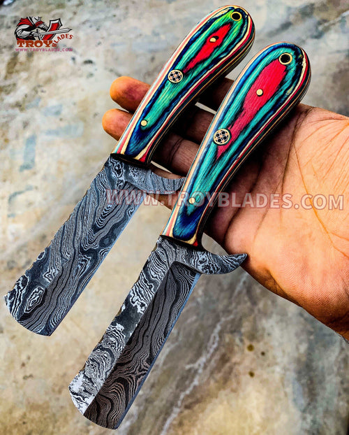 8” overall CowBoy knife Handmade Damascus Knife - Troy Blades