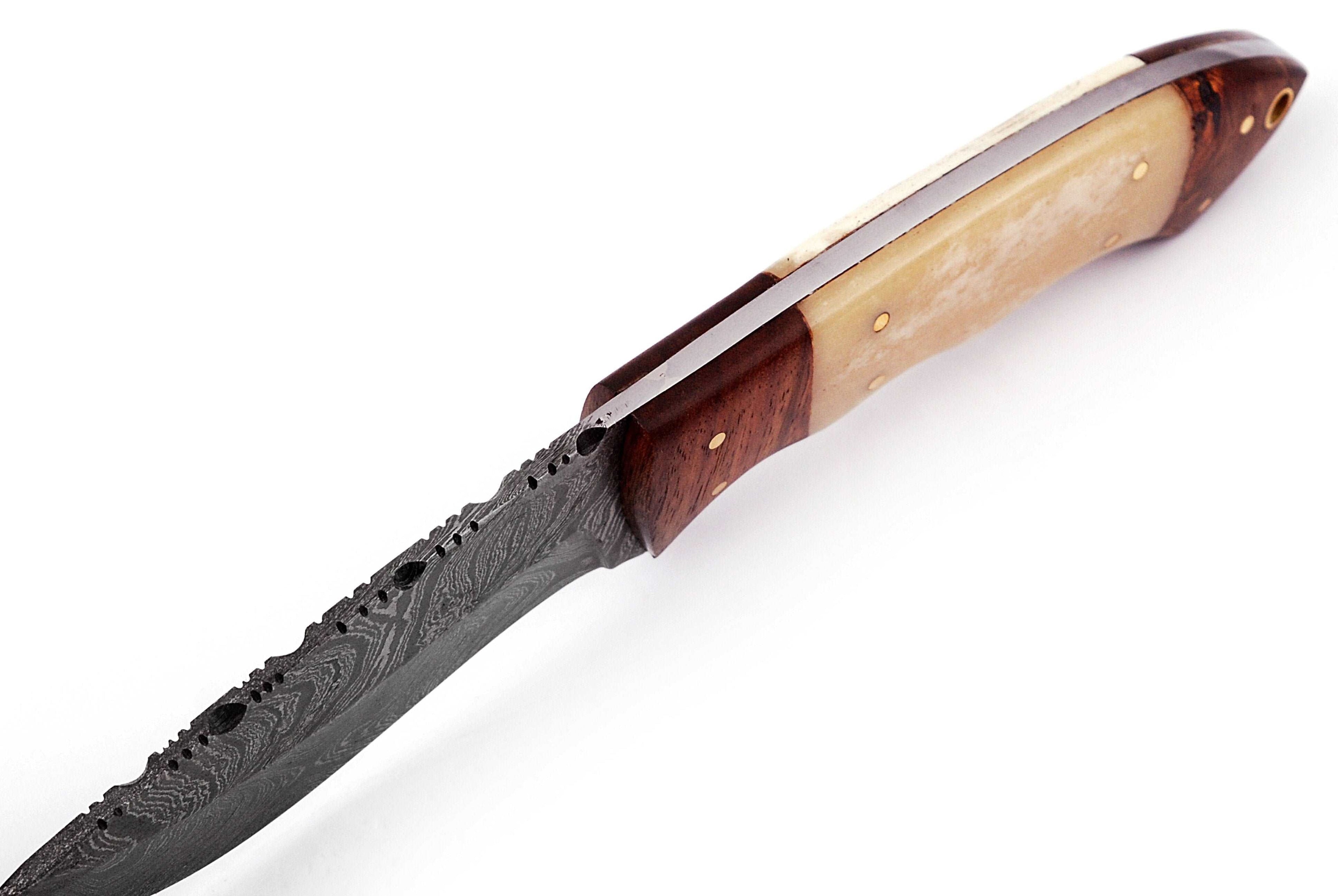 Custom handmade Damascus hunting skinning knife - Troy Blades