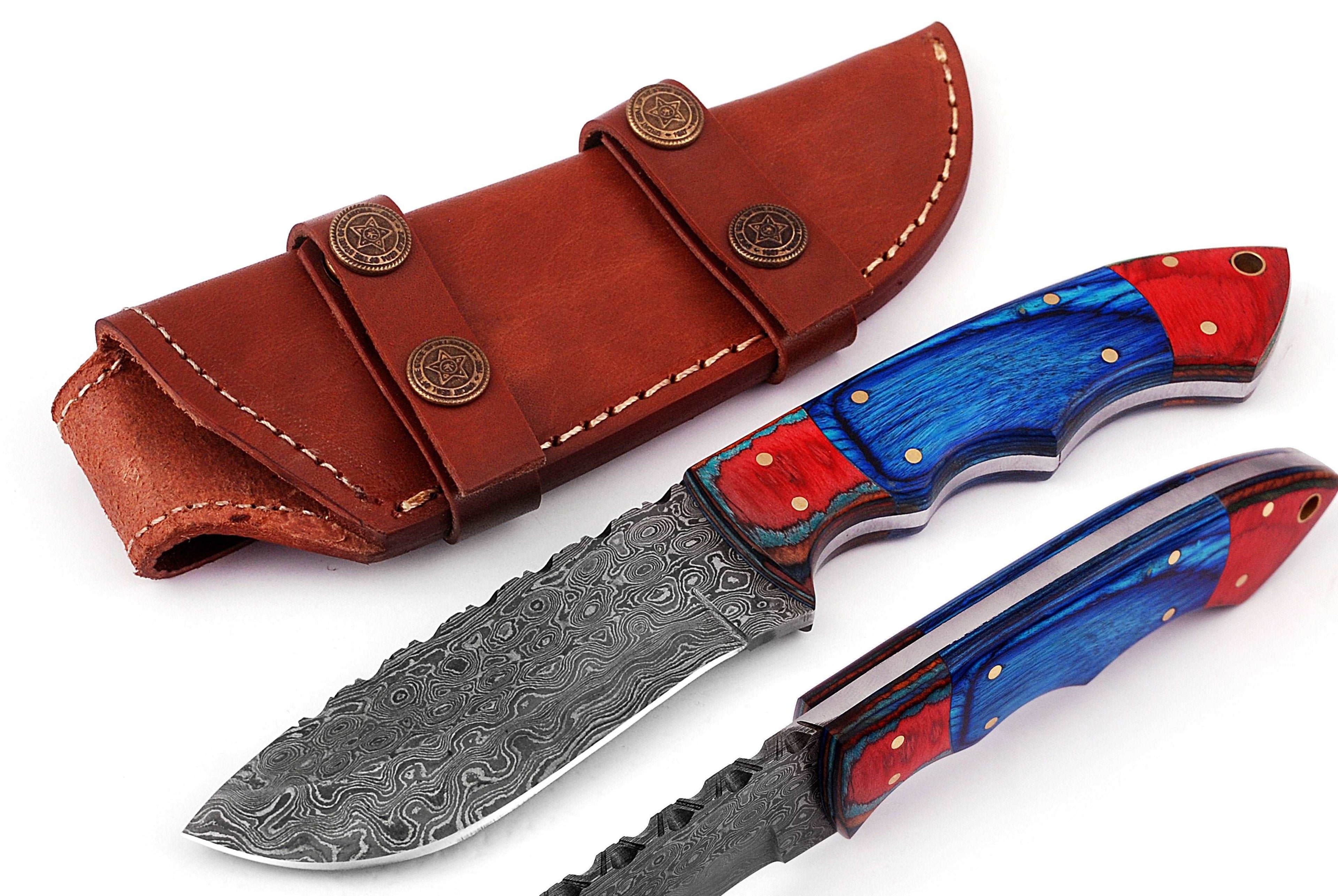 Custom handmade Damascus hunting skinning knife - Troy Blades