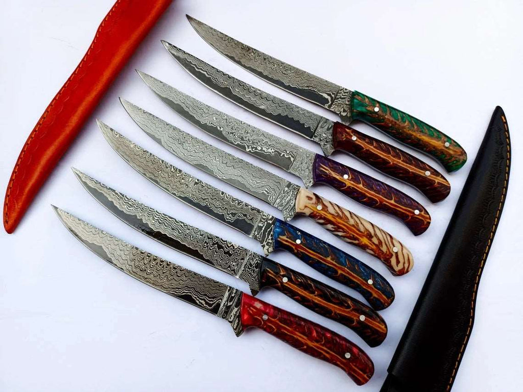 Buy One Get One Free Epoxy Pinecone Handles CUSTOM HANDMADE DAMASCUS FILLET KNIFE - Troy Blades