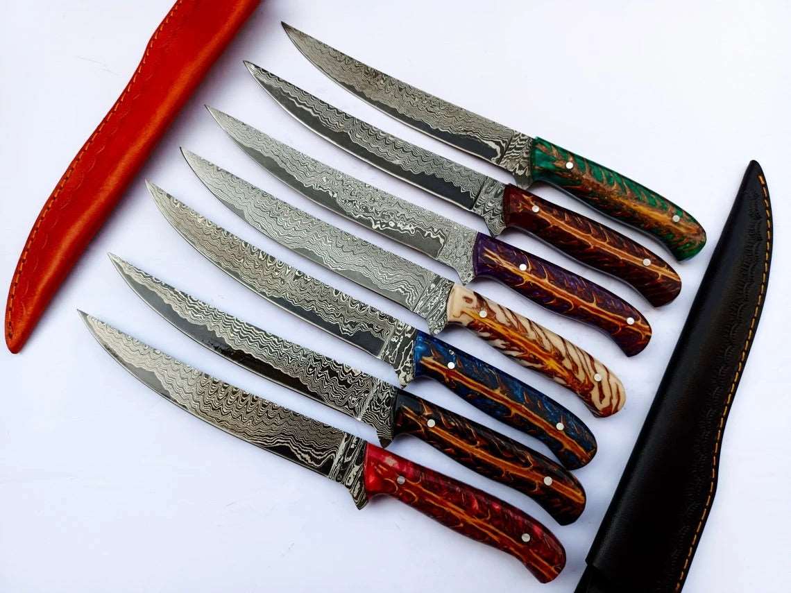 Buy One Get One Free Epoxy Pinecone Handles CUSTOM HANDMADE DAMASCUS FILLET KNIFE - Troy Blades