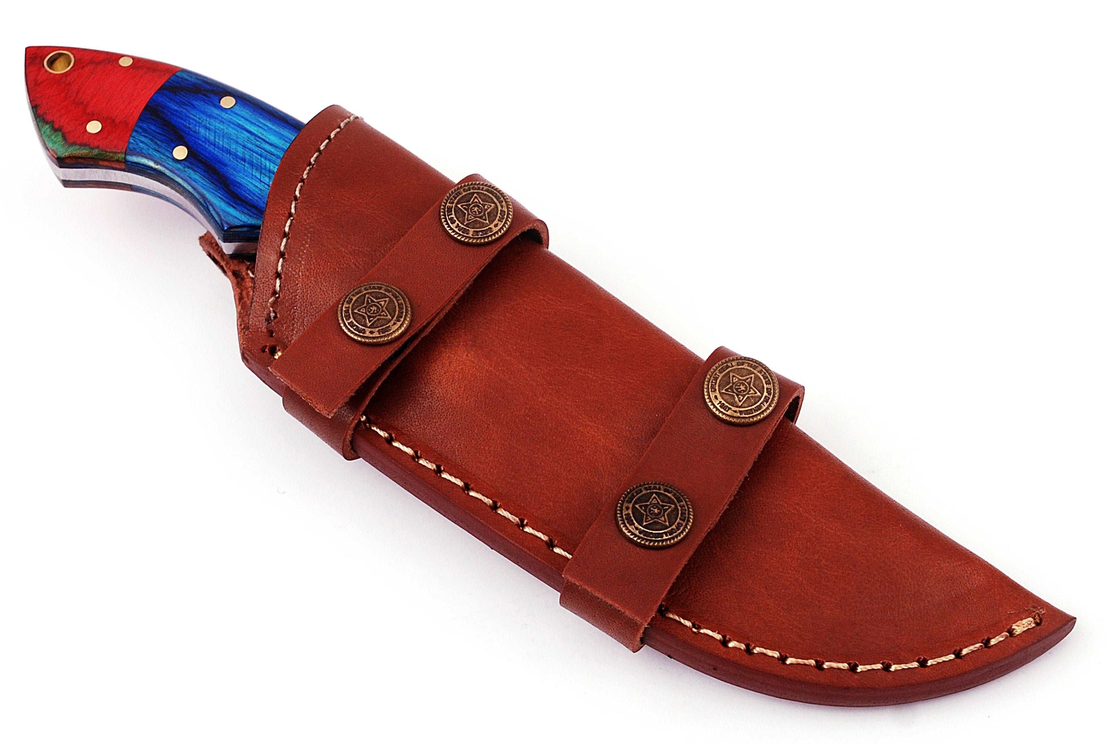 Custom handmade Damascus hunting skinning knife - Troy Blades