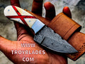 Beautiful Custom Handmade Damascus Skinning knife 5.5” - Troy Blades