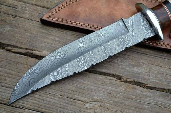 Custom handmade Damascus Antler Handle Bowie - Troy Blades
