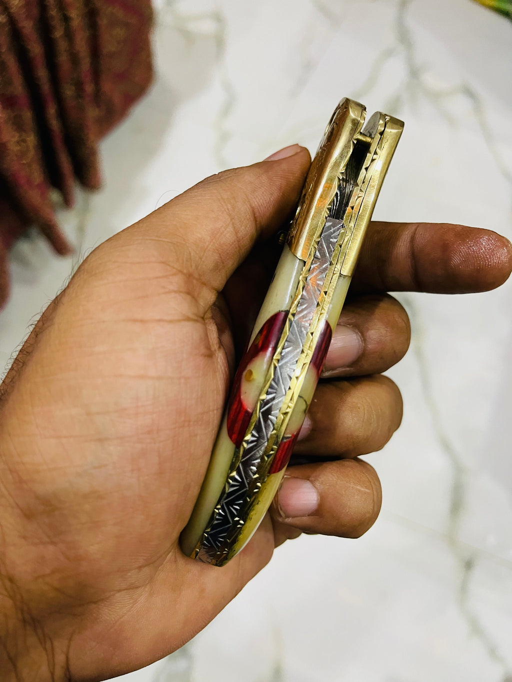 Huntwise Special Beautiful Custom Handmade AL Flag Folding knife - Troy Blades